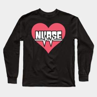 Heart & Heartbeat – Cute Nurse Design Long Sleeve T-Shirt